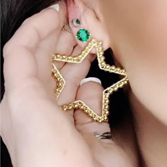 NWT SHINING BRIGHT GOLD METAL STAR EARRINGS SPECIAL FOR VALENTINE GIFT BIRTHDAY - Picture 10 of 12